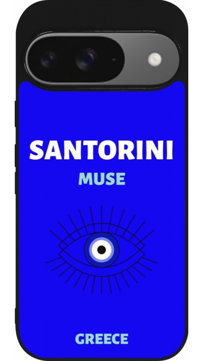 Coque Google Pixel 9 / Pixel 9 Pro - Silicone rigide noir Pop Summer Destination Santorini