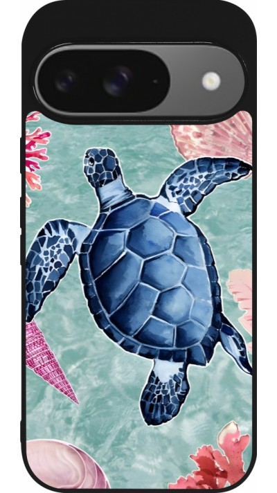 Coque Google Pixel 9 / Pixel 9 Pro - Silicone rigide noir Preppy Turtle