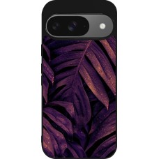 Coque Google Pixel 9 / Pixel 9 Pro - Silicone rigide noir Purple Light Leaves