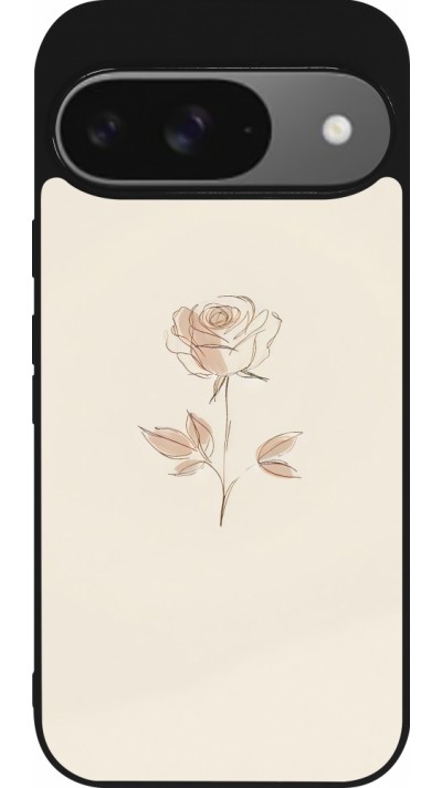 Coque Google Pixel 9 / Pixel 9 Pro - Silicone rigide noir Sable Rose Minimaliste