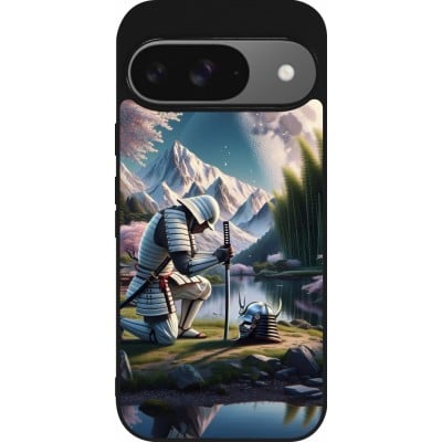 Coque Google Pixel 9 / Pixel 9 Pro - Silicone rigide noir Samurai Katana Lune