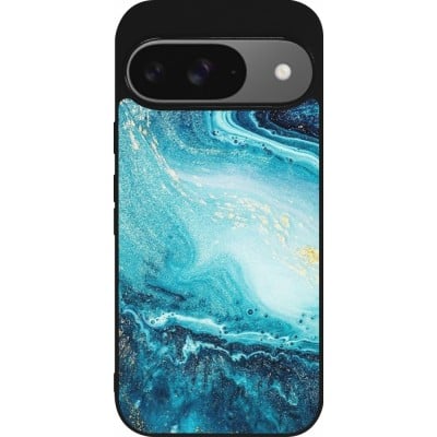 Coque Google Pixel 9 / Pixel 9 Pro - Silicone rigide noir Sea Foam Blue