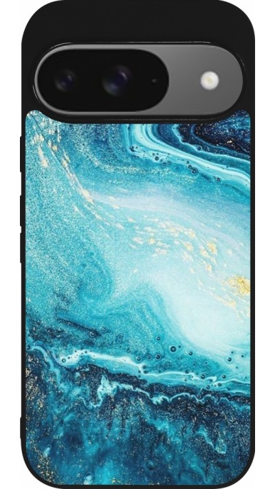 Coque Google Pixel 9 / Pixel 9 Pro - Silicone rigide noir Sea Foam Blue