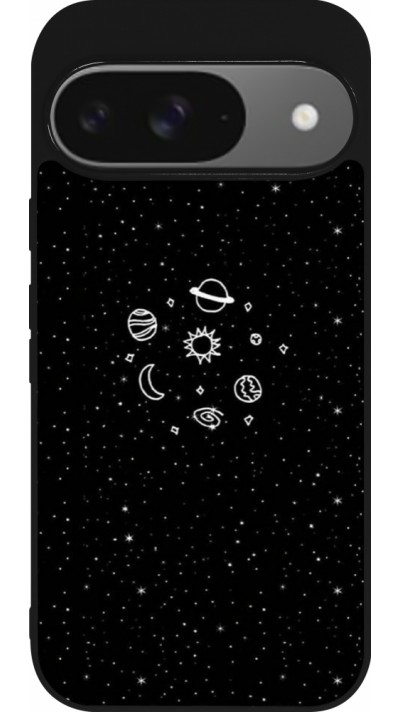 Coque Google Pixel 9 / Pixel 9 Pro - Silicone rigide noir Space Doodle