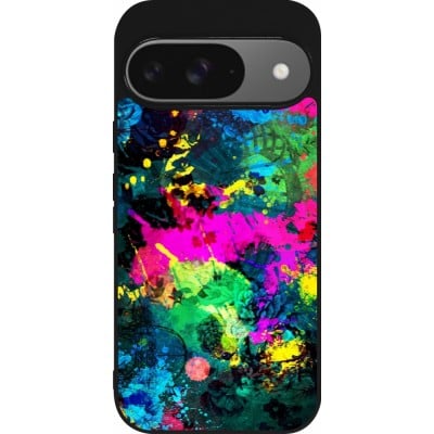 Coque Google Pixel 9 / Pixel 9 Pro - Silicone rigide noir Splash paint