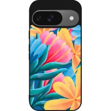 Coque Google Pixel 9 / Pixel 9 Pro - Silicone rigide noir Spring 23 colorful flowers