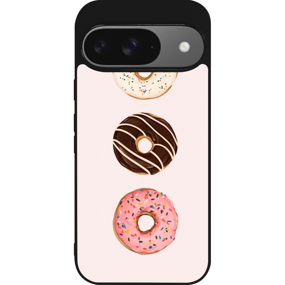 Coque Google Pixel 9 / Pixel 9 Pro - Silicone rigide noir Spring 23 donuts