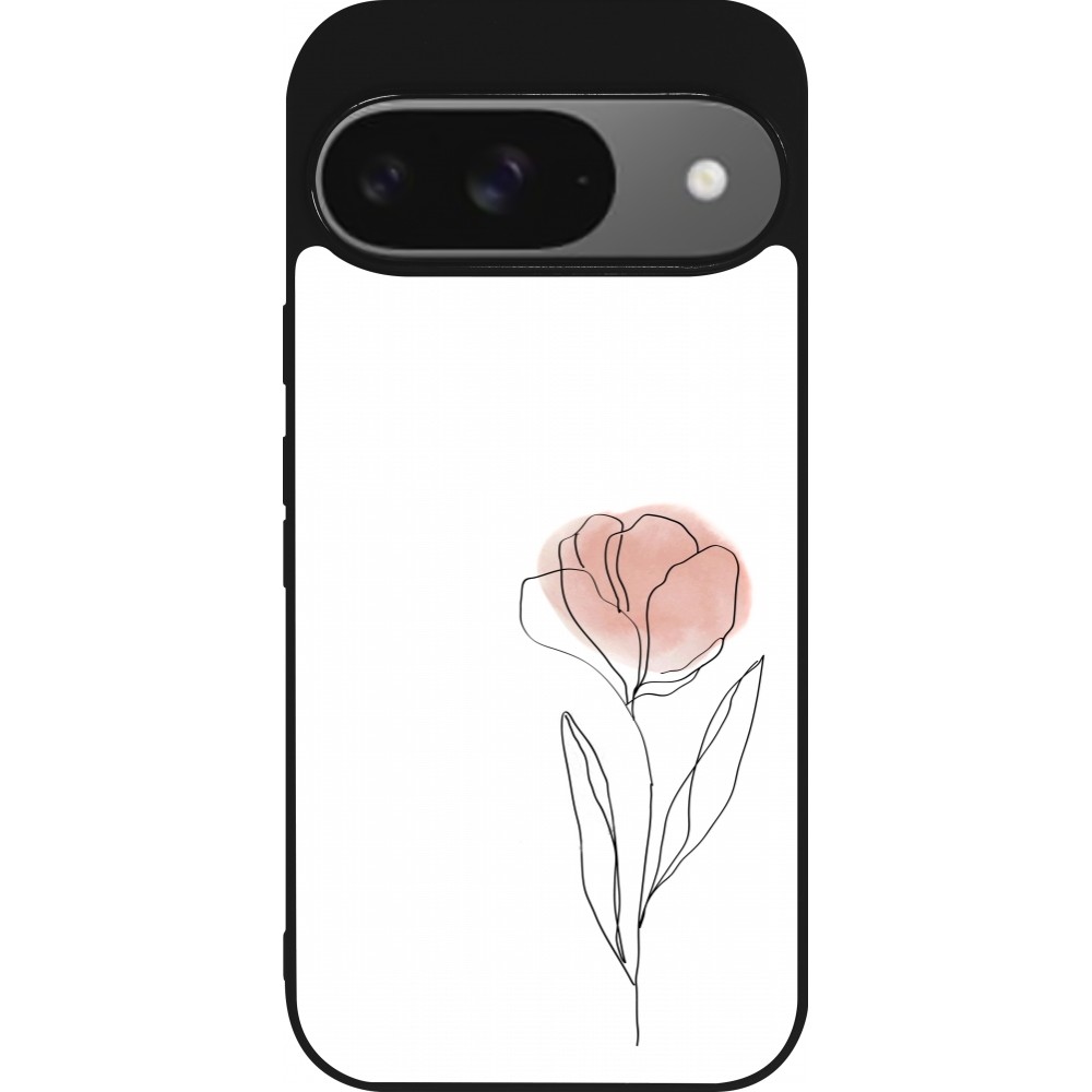 Coque Google Pixel 9 / Pixel 9 Pro - Silicone rigide noir Spring 23 minimalist flower