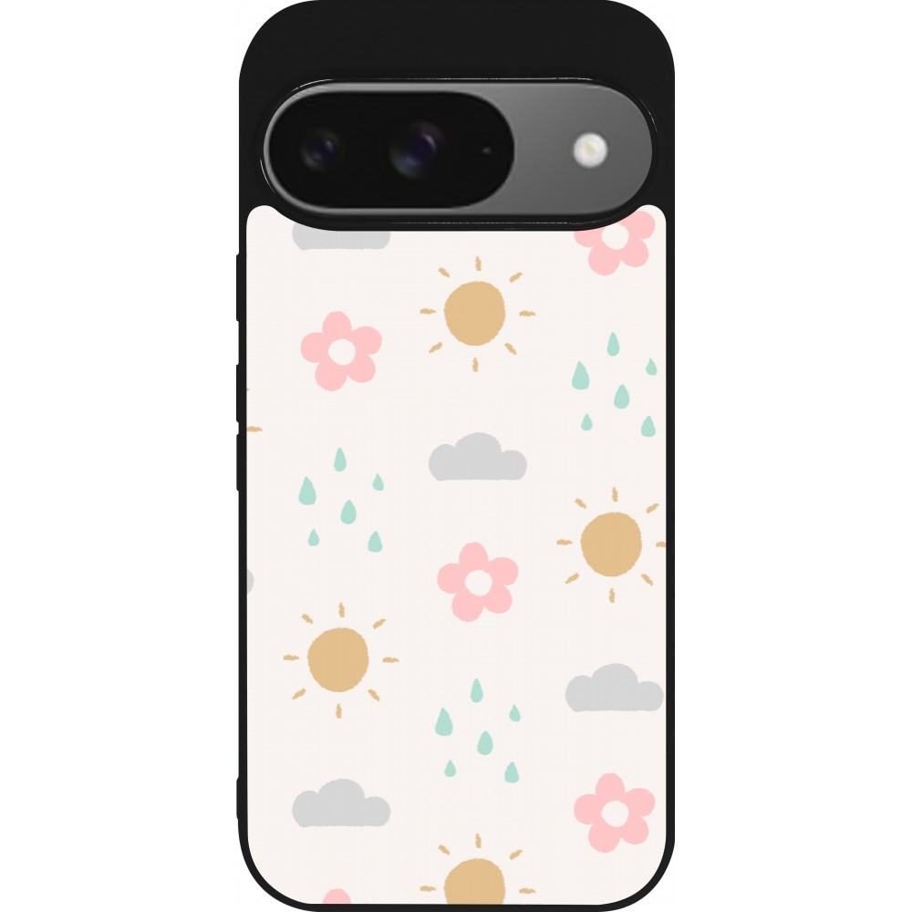 Coque Google Pixel 9 / Pixel 9 Pro - Silicone rigide noir Spring 23 weather