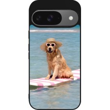 Coque Google Pixel 9 / Pixel 9 Pro - Silicone rigide noir Summer Dog on Paddle