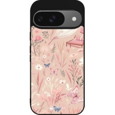 Coque Google Pixel 9 / Pixel 9 Pro - Silicone rigide noir Summer Pastel Pattern