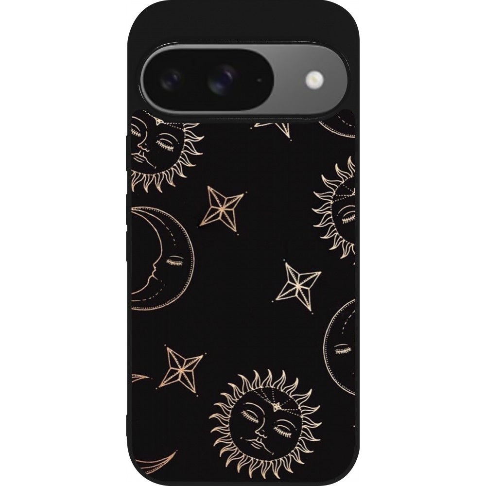 Coque Google Pixel 9 / Pixel 9 Pro - Silicone rigide noir Suns and Moons