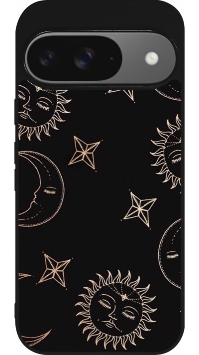 Coque Google Pixel 9 / Pixel 9 Pro - Silicone rigide noir Suns and Moons