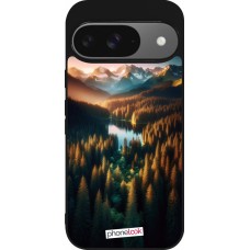 Coque Google Pixel 9 / Pixel 9 Pro - Silicone rigide noir Sunset Forest Lake