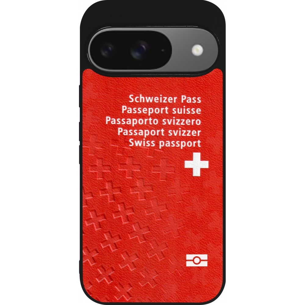 Coque Google Pixel 9 / Pixel 9 Pro - Silicone rigide noir Swiss Passport