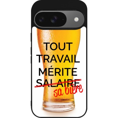 Coque Google Pixel 9 / Pixel 9 Pro - Silicone rigide noir Tout travail mérite sa bière