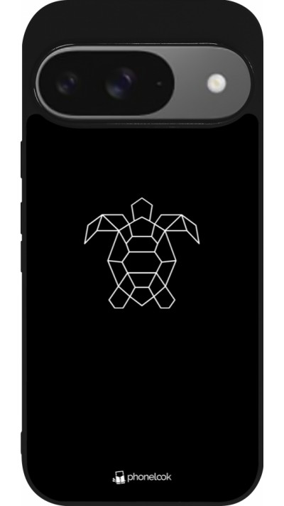 Coque Google Pixel 9 / Pixel 9 Pro - Silicone rigide noir Turtles lines on black