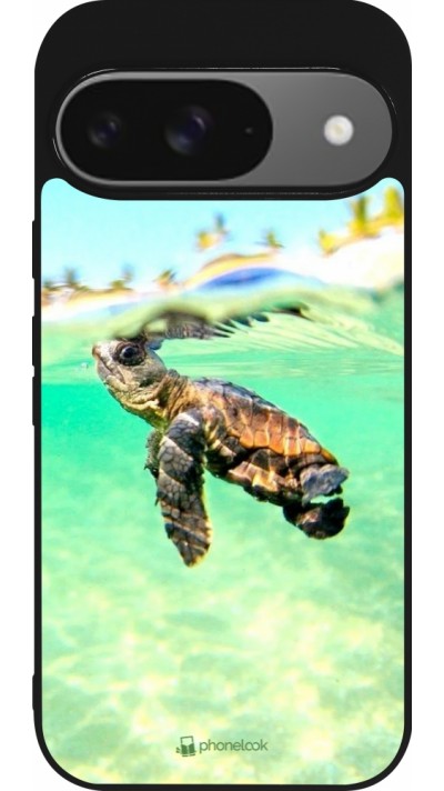 Coque Google Pixel 9 / Pixel 9 Pro - Silicone rigide noir Turtle Underwater