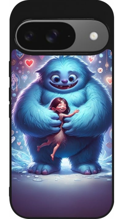 Coque Google Pixel 9 / Pixel 9 Pro - Silicone rigide noir Valentine 2024 Fluffy Love