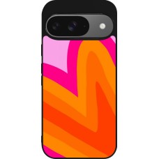 Coque Google Pixel 9 / Pixel 9 Pro - Silicone rigide noir Valentine 2024 heart gradient