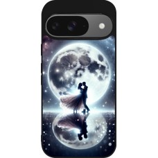 Coque Google Pixel 9 / Pixel 9 Pro - Silicone rigide noir Valentine 2024 Love under the moon