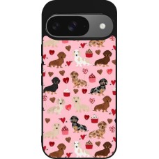 Coque Google Pixel 9 / Pixel 9 Pro - Silicone rigide noir Valentine 2024 puppy love