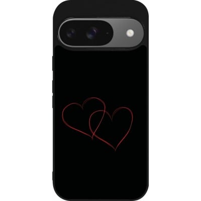 Coque Google Pixel 9 / Pixel 9 Pro - Silicone rigide noir Valentine 2023 attached heart