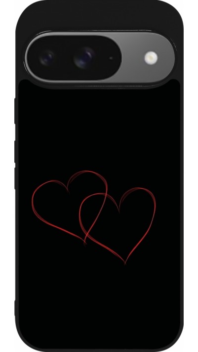 Coque Google Pixel 9 / Pixel 9 Pro - Silicone rigide noir Valentine 2023 attached heart