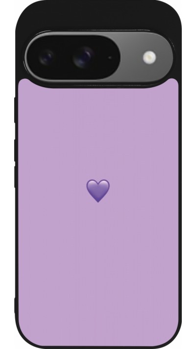 Coque Google Pixel 9 / Pixel 9 Pro - Silicone rigide noir Valentine 2023 purpule single heart