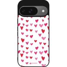 Coque Google Pixel 9 / Pixel 9 Pro - Silicone rigide noir Valentine 2022 Many pink hearts