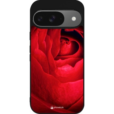 Coque Google Pixel 9 / Pixel 9 Pro - Silicone rigide noir Valentine 2022 Rose