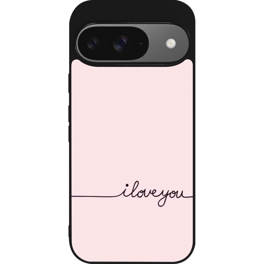 Coque Google Pixel 9 / Pixel 9 Pro - Silicone rigide noir Valentine 2023 i love you writing