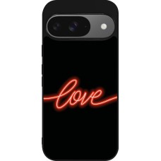 Coque Google Pixel 9 / Pixel 9 Pro - Silicone rigide noir Valentine 2023 neon love