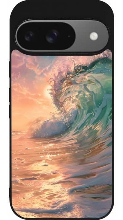 Coque Google Pixel 9 / Pixel 9 Pro - Silicone rigide noir Wave Sunset