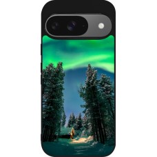 Coque Google Pixel 9 / Pixel 9 Pro - Silicone rigide noir Winter 22 Northern Lights