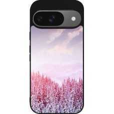 Coque Google Pixel 9 / Pixel 9 Pro - Silicone rigide noir Winter 22 Pink Forest