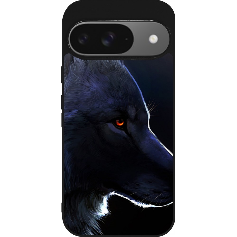 Coque Google Pixel 9 / Pixel 9 Pro - Silicone rigide noir Wolf Shape