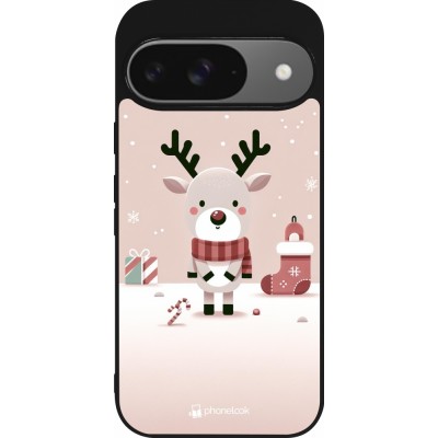 Coque Google Pixel 9 / Pixel 9 Pro - Silicone rigide noir Noël 2023 Choupinette Renne