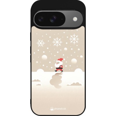 Coque Google Pixel 9 / Pixel 9 Pro - Silicone rigide noir Noël 2023 Minimalist Santa