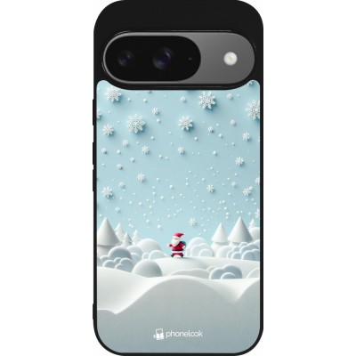 Coque Google Pixel 9 / Pixel 9 Pro - Silicone rigide noir Noël 2023 Petit Père Flocon