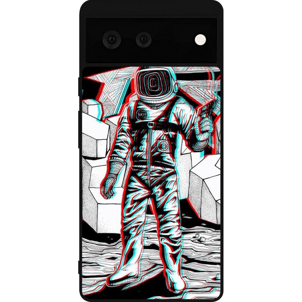 Coque Google Pixel 6 - Silicone rigide noir Anaglyph Astronaut