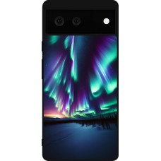 Coque Google Pixel 6 - Silicone rigide noir Aurore Boréale Étincelante