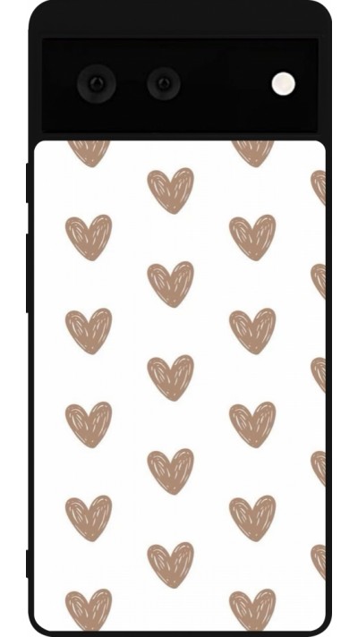 Coque Google Pixel 6 - Silicone rigide noir Autumn 2024 brown hearts