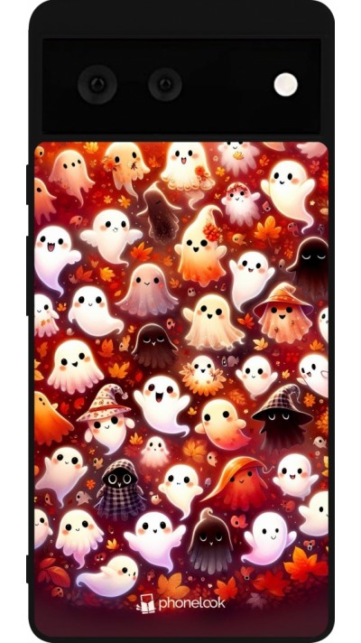 Coque Google Pixel 6 - Silicone rigide noir Fantômes automne mignons