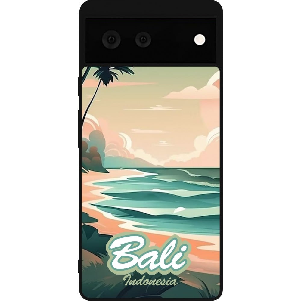 Coque Google Pixel 6 - Silicone rigide noir Bali Landscape