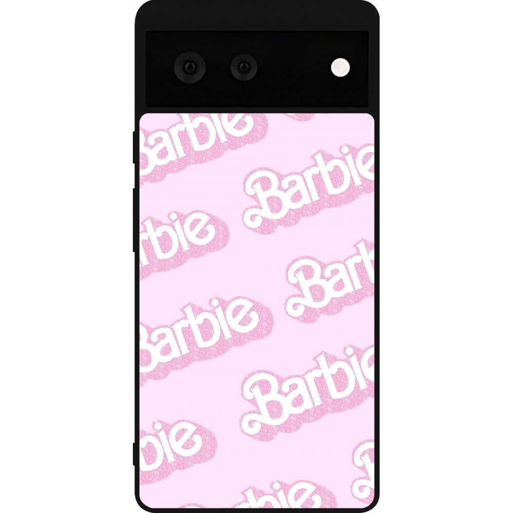 Coque Google Pixel 6 - Silicone rigide noir Barbie light pink pattern