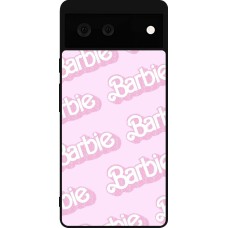 Coque Google Pixel 6 - Silicone rigide noir Barbie light pink pattern