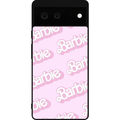 Coque Google Pixel 6 - Silicone rigide noir Barbie light pink pattern