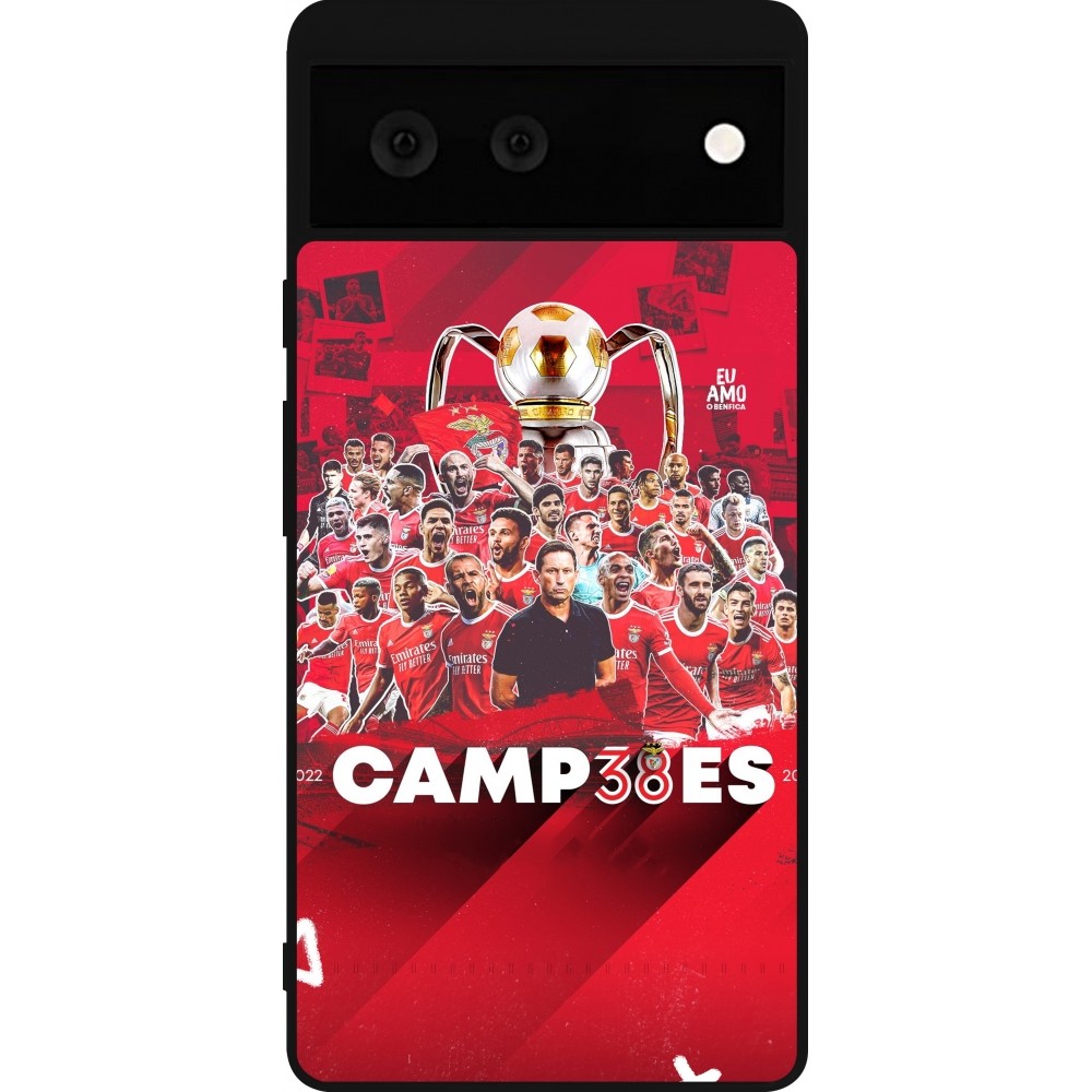 Coque Google Pixel 6 - Silicone rigide noir Benfica Campeoes 2023