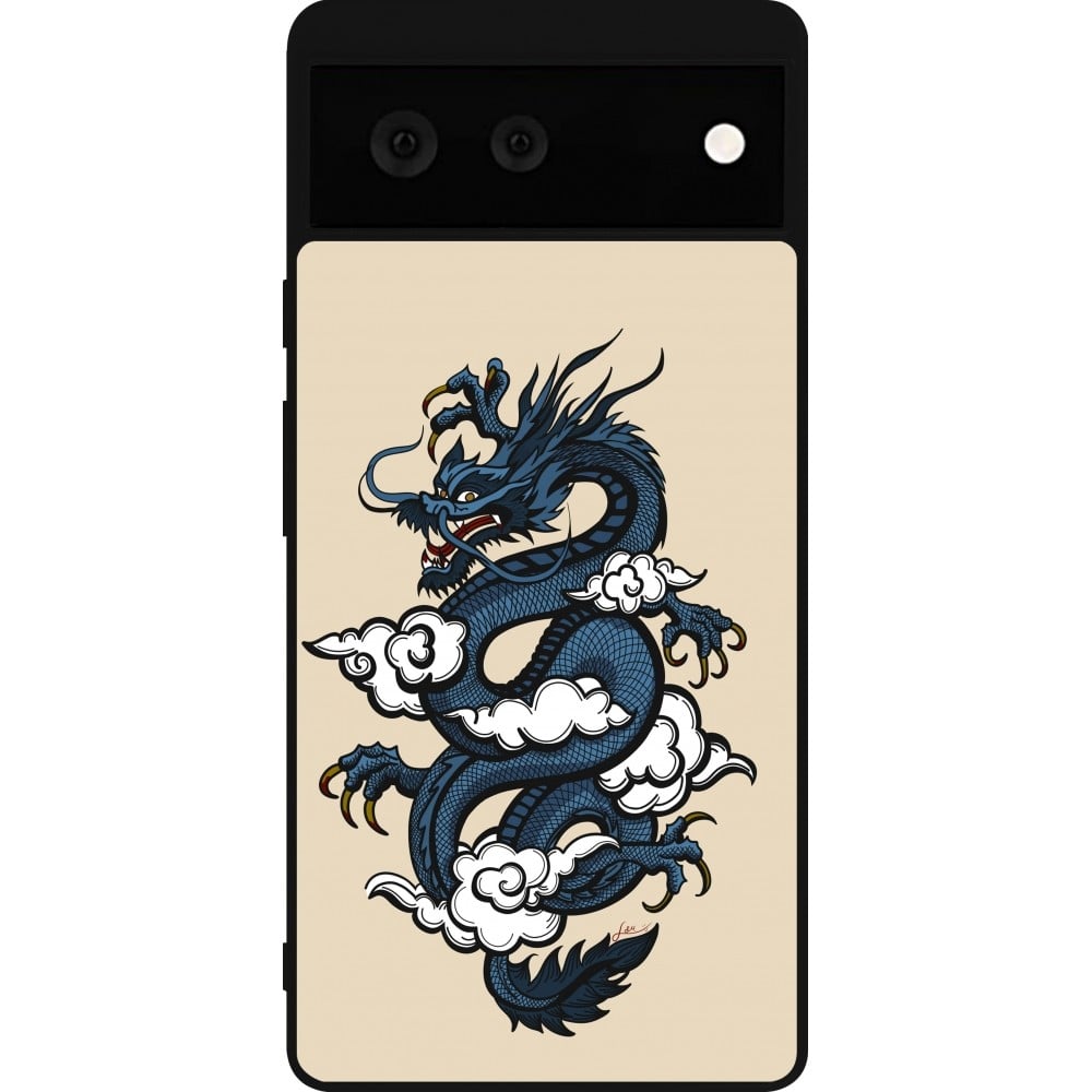 Coque Google Pixel 6 - Silicone rigide noir Blue Dragon Tattoo